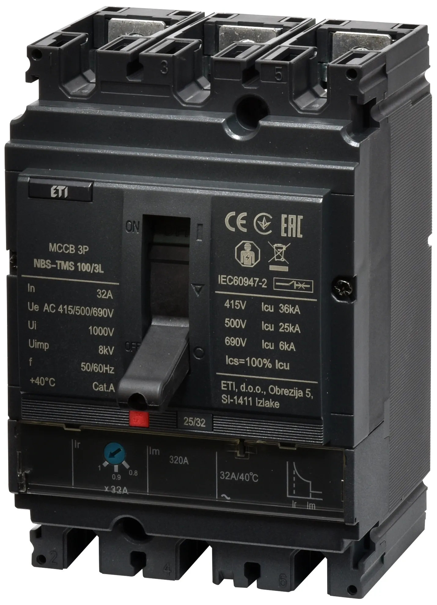 Kompaktni prekidač NBS-TMS 100/3L  32A 3P 004673002