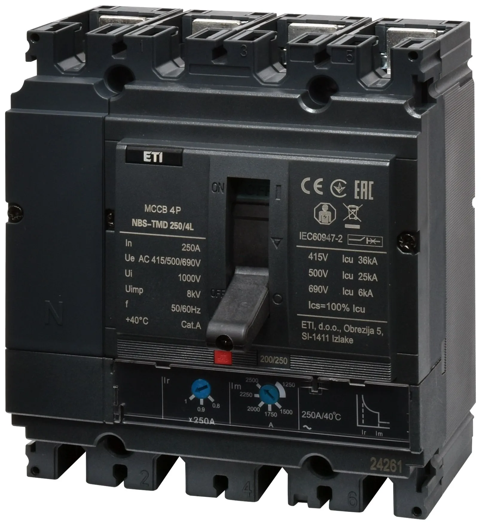 Kompaktni prekidač NBS-TMD 250/4L 200A 4P 004673073